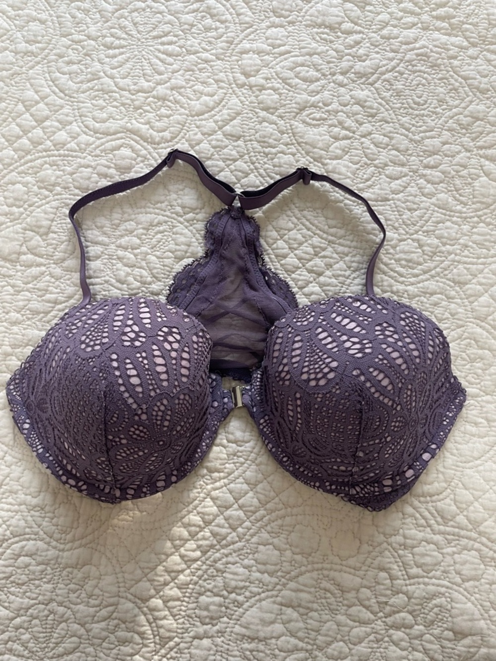 Victoria's Secret Lace Racerback Demi Bra in Dusty Purple